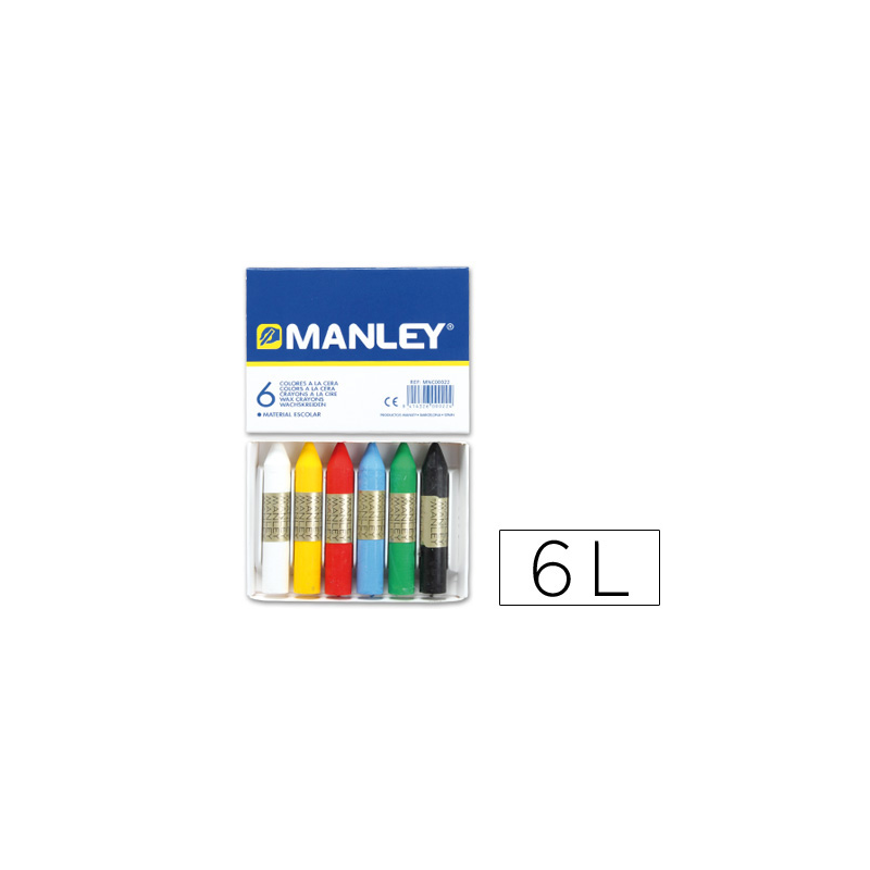Lapices cera manley caja de 6 colores surtidos