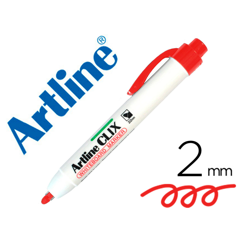 Rotulador artline clix pizarra ek-573a rojo punta retractil redonda 2 mm