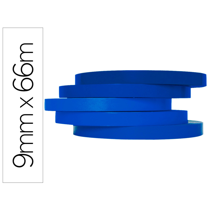 Cinta adhesiva q-connect 66 mt x 9 mm azul para cerrar bolsas
