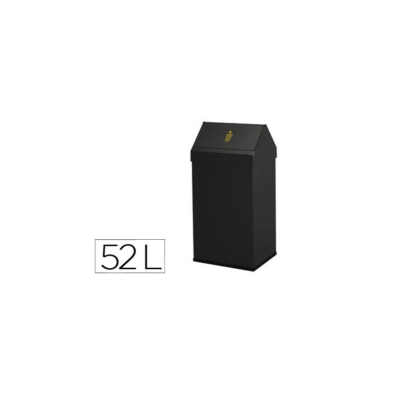 Papelera metalica basculante ganchos interiores aro inferior pvc ancho 32cm alto 65cm fondo 25cm capacidad 41l