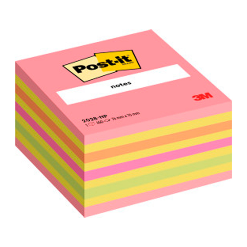 Bloc de notas adhesivas quita y pon post-it 76x76 mm cubo color rosa neon 450 hojas