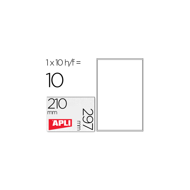 Etiquetas adhesivas apli transparentes poliester para impresora ink-jet 210x297 mm presentadas en carpetas de 10