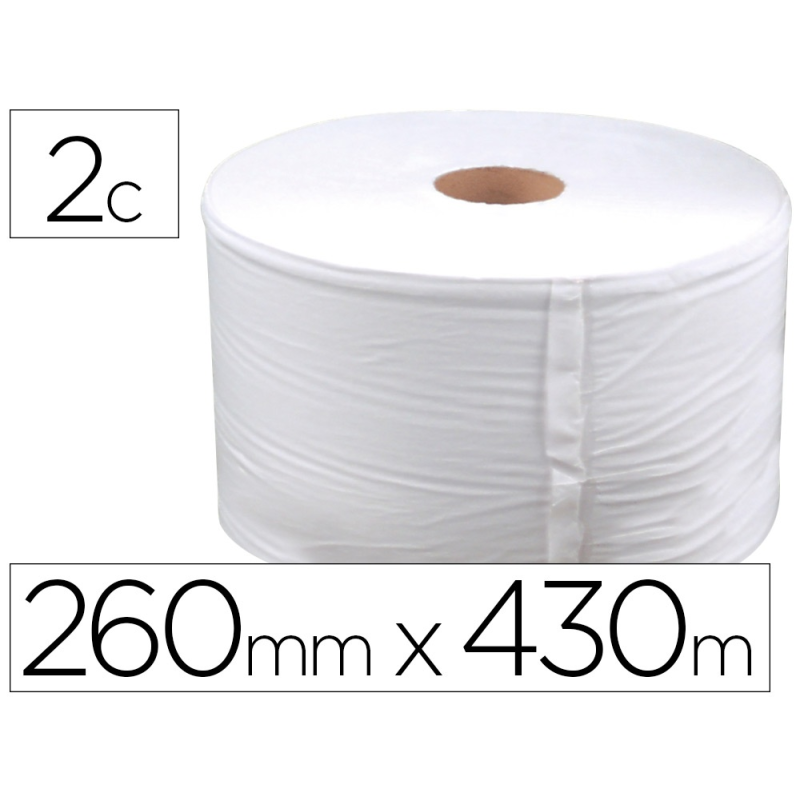 Papel secamanos industrial 26 cms de ancho x 400 mts aprox diametro 33,5 cm para el dispensador 46826