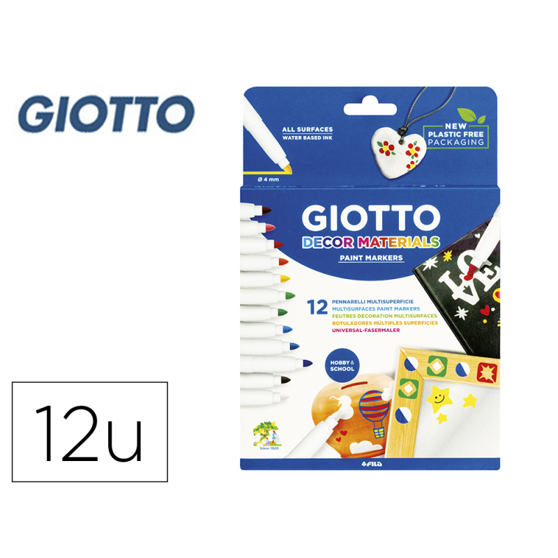 Rotulador giotto decor materials caja de 12 unidades colores surtidos