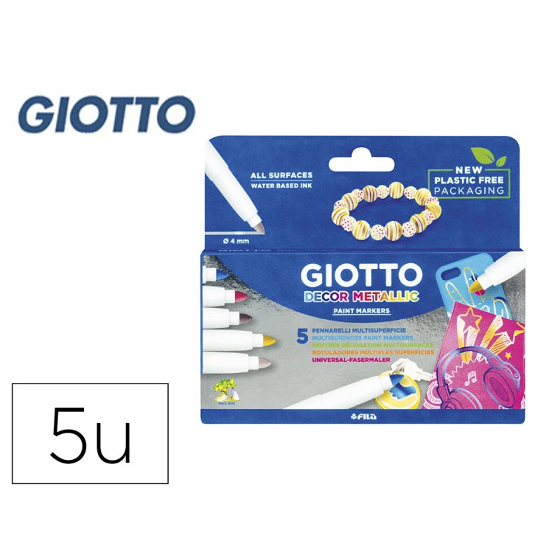 Rotulador giotto decor metal caja de 5 unidades colores surtidos