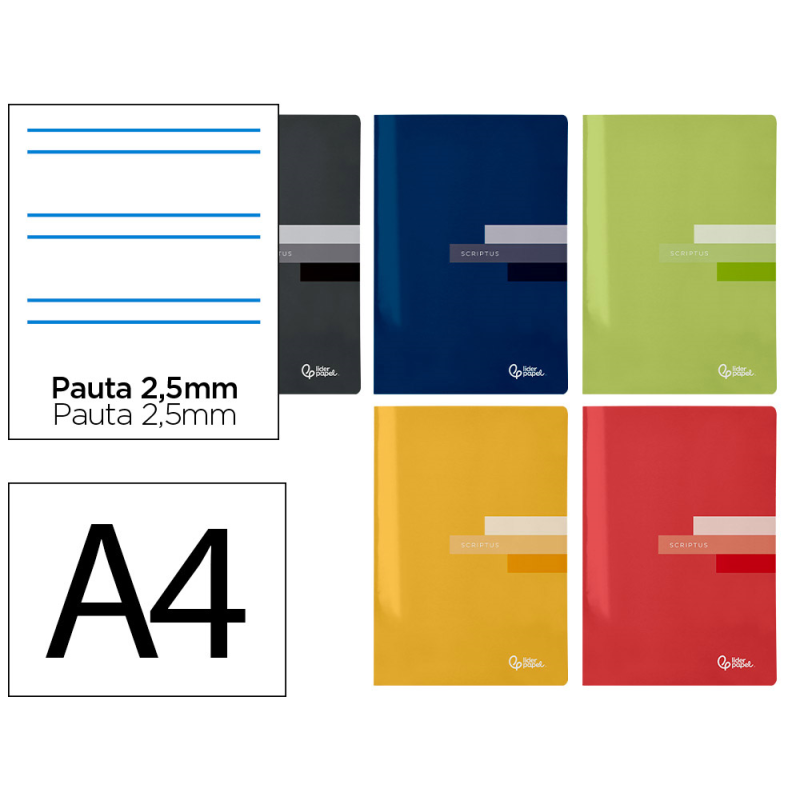 Libreta liderpapel scriptus a4 48 hojas 90gr pauta 5ª 2.5mm con margen