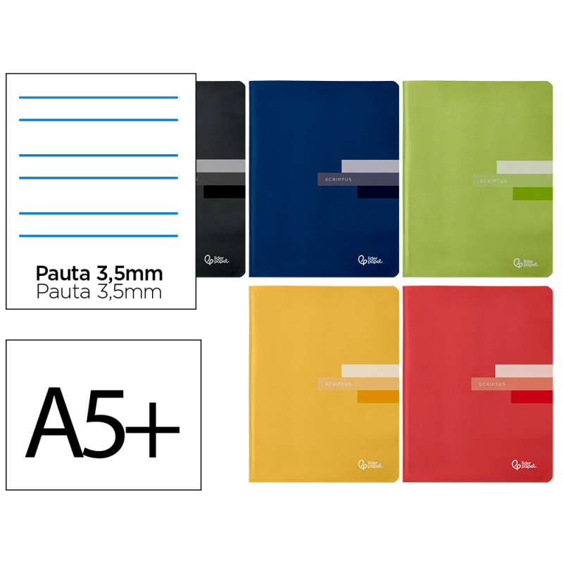 Libreta liderpapel scriptus a5 plus 48 hojas 90gr pauta 4ª 3.5mm con margen
