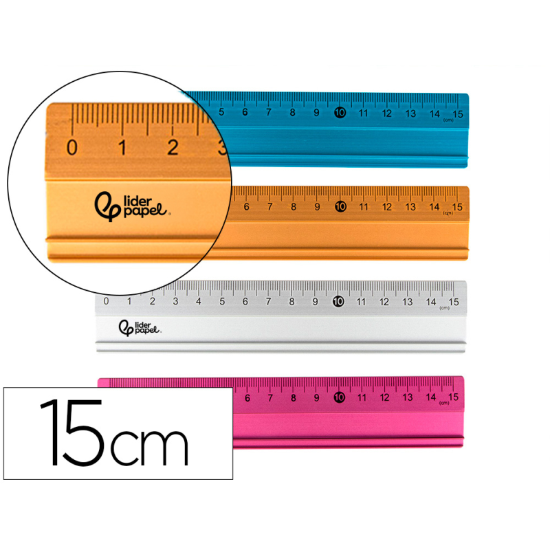 Regla liderpapel 15 cm aluminio colores surtidos