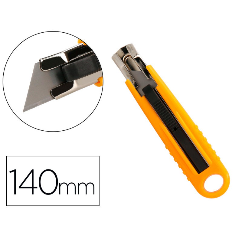 Cuter q-connect plastico ancho de seguridad retractil y con asa para colgar cuchilla 18 mm xd-123 blister 1 unidad