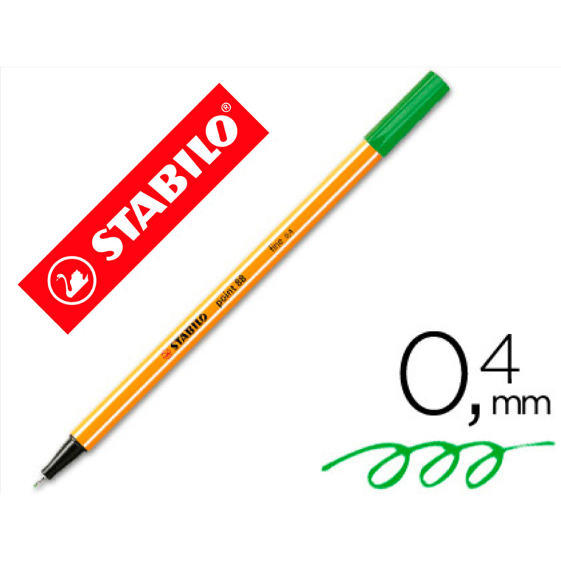 Rotulador stabilo punta de fib ra point 88 verde pino punta fina 0,4mm