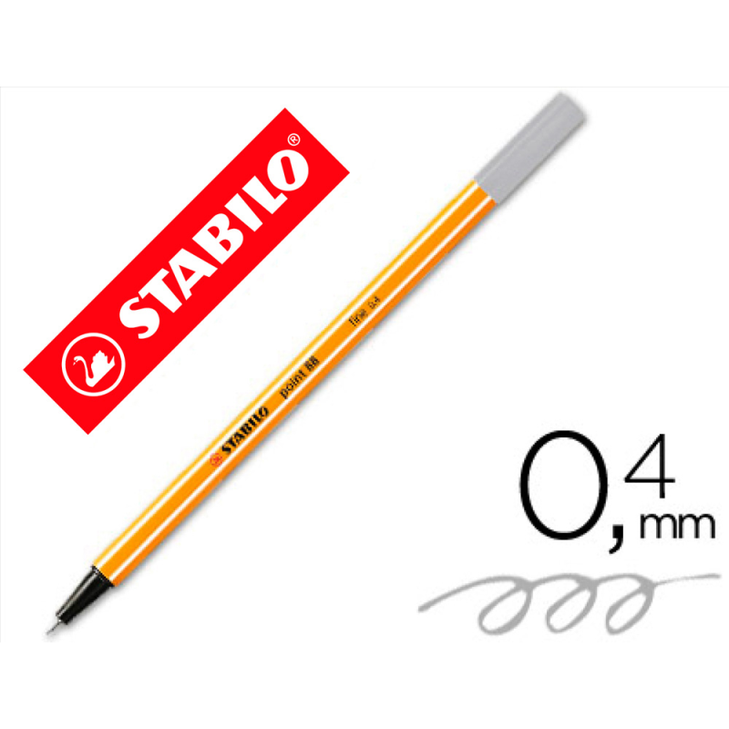 Rotulador stabilo punta de fib ra point 88 gris punta fina 0,4mm