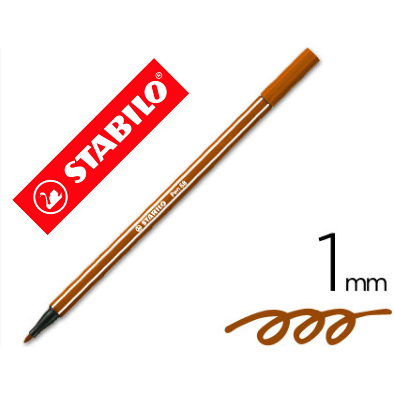 Rotulador stabilo acuarelable pen 68 marron punta gruesa 1mm