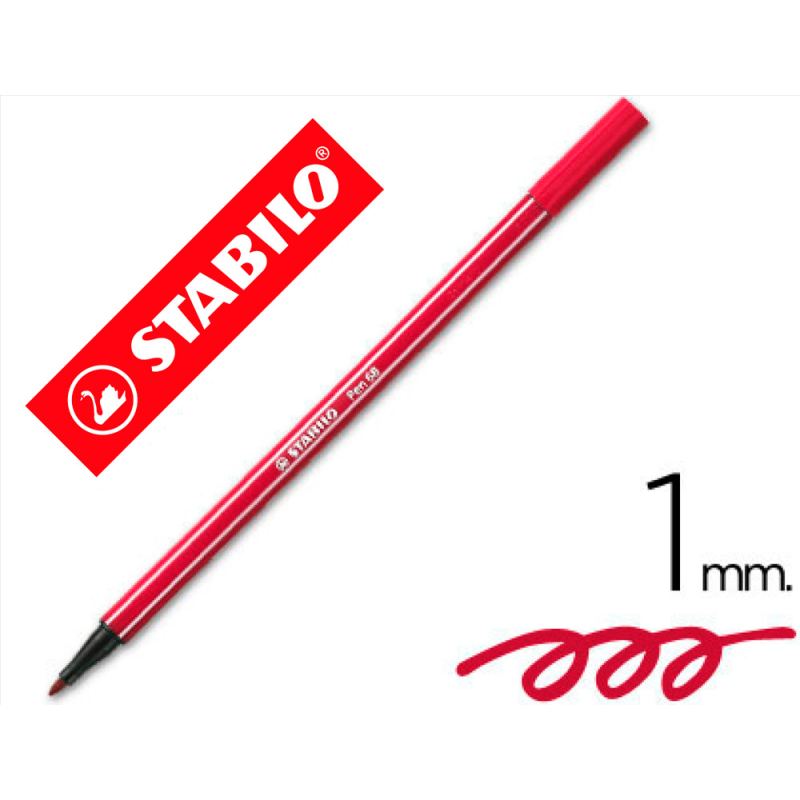 Rotulador stabilo acuarelable pen 68 rojo oscuro punta gruesa 1mm