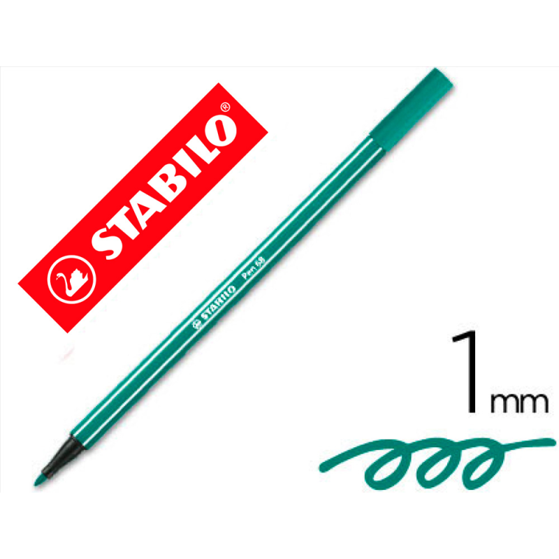 Rotulador stabilo acuarelable pen 68 verde esmeralda punta gruesa 1mm