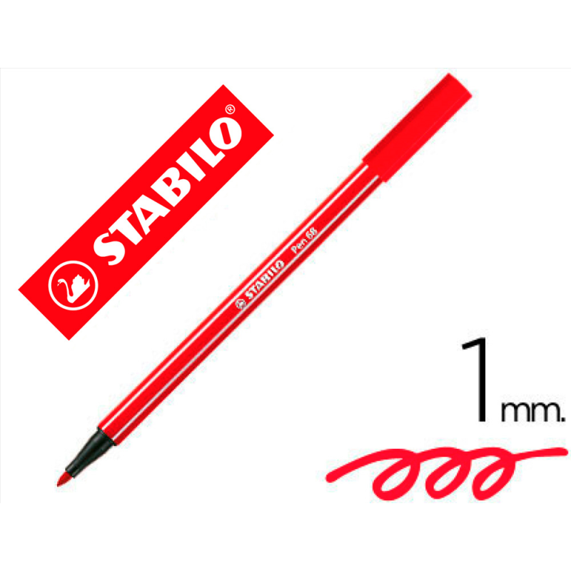 Rotulador stabilo acuarelable pen 68 rojo carmin punta gruesa 1mm