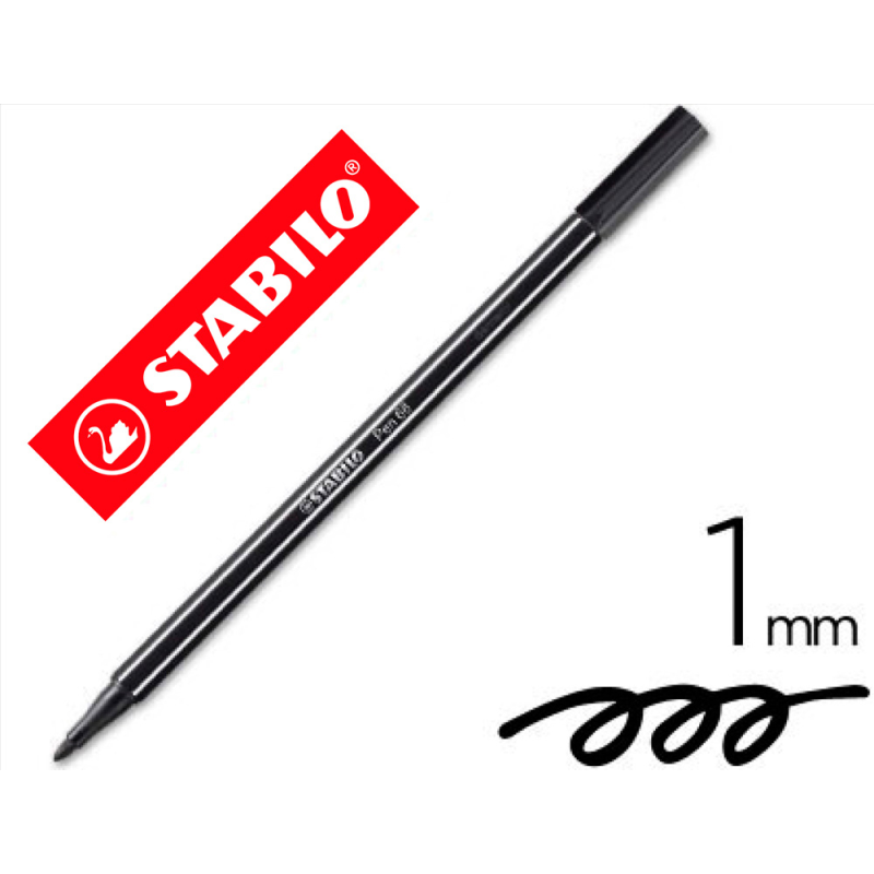 Rotulador stabilo acuarelable pen 68 negro punta gruesa 1mm