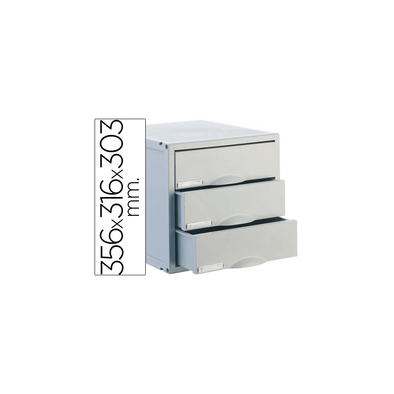 Fichero cajones de sobremesa archisystem 356x316x303 mm 3 cajones color gris