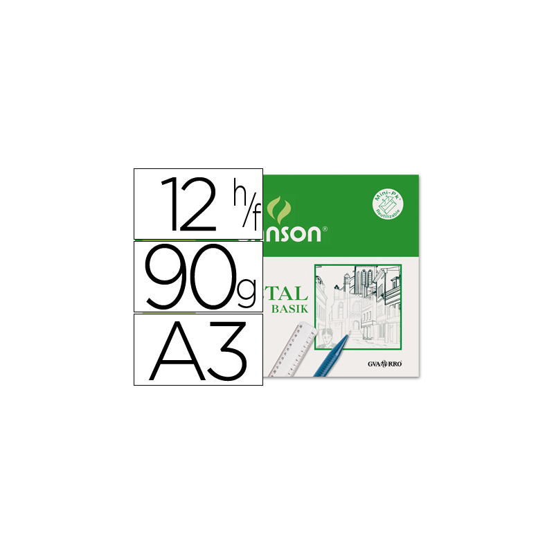 Papel vegetal guarro din a3 90 gr minipack de 12 hojas