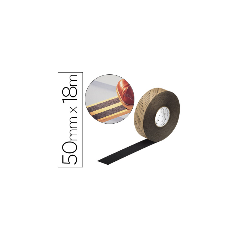 Cinta antideslizante 3m soporte de vinilo adhesivo + abrasivo 18mt x 50 mm