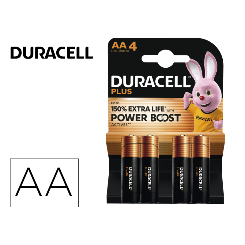 Pila duracell alcalina plus aa power boost blister de 4 ud