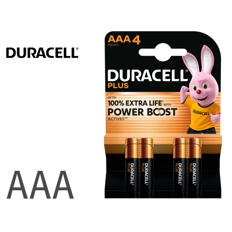 Pila duracell alcalina plus aaa power boost blister de 4 ud