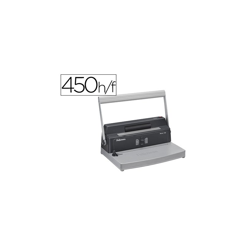 Encuadernadora para espiral fellowes metal 50r perfora 12 hojas formato a4 paso 5:1 encuaderna 450 hojas 80 gr