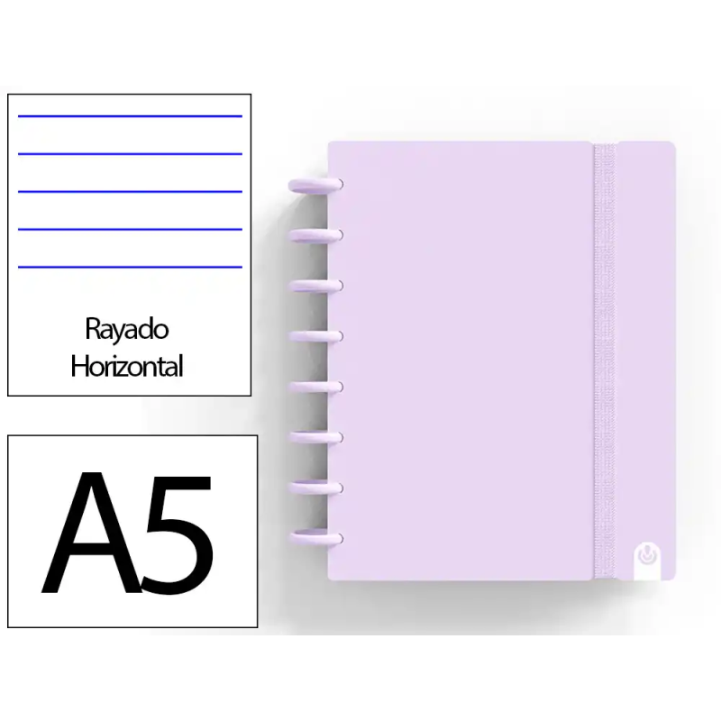 Cuaderno ingeniox foam a5 80h rayado horizontal malva pastel