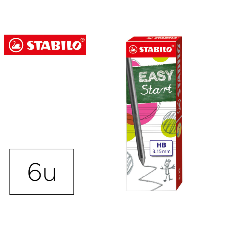 Minas stabilo easy ergo grafito hb 3,15 mm caja de 6 minas