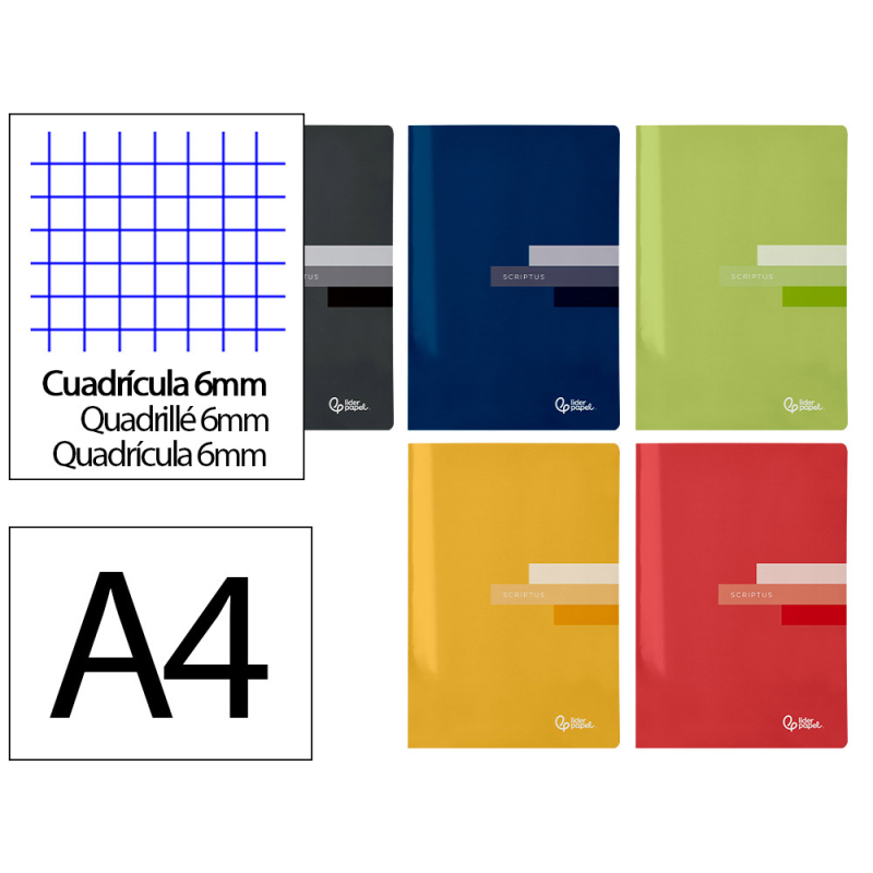 Libreta liderpapel scriptus a4 48 hojas 90gr cuadro 6mm co n margen