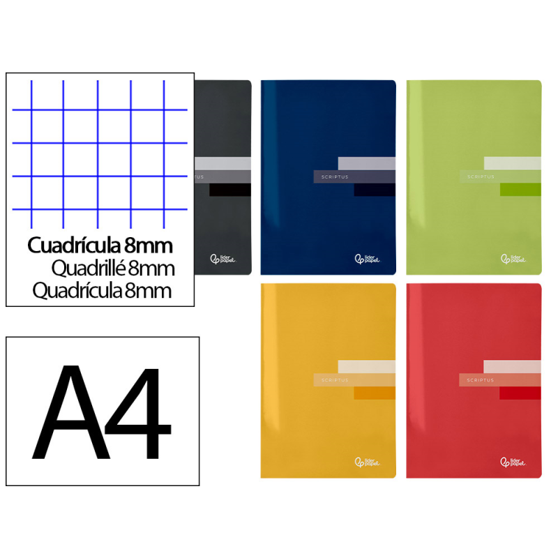 Libreta liderpapel scriptus a4 48 hojas 90gr cuadro 8mm con margen