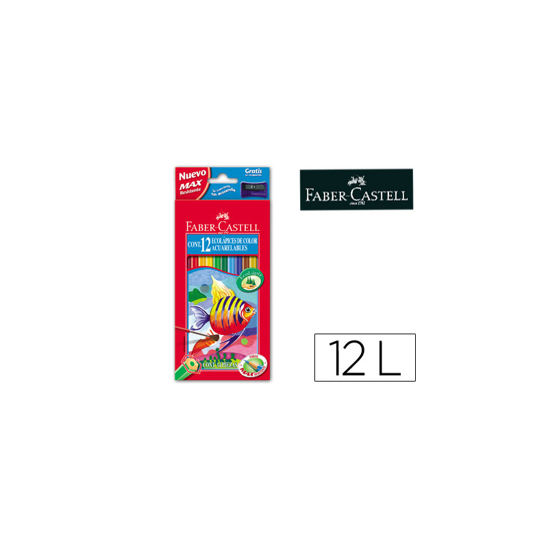 Lapices de colores faber castell acuarelables caja de 12 unidades colores surtidos
