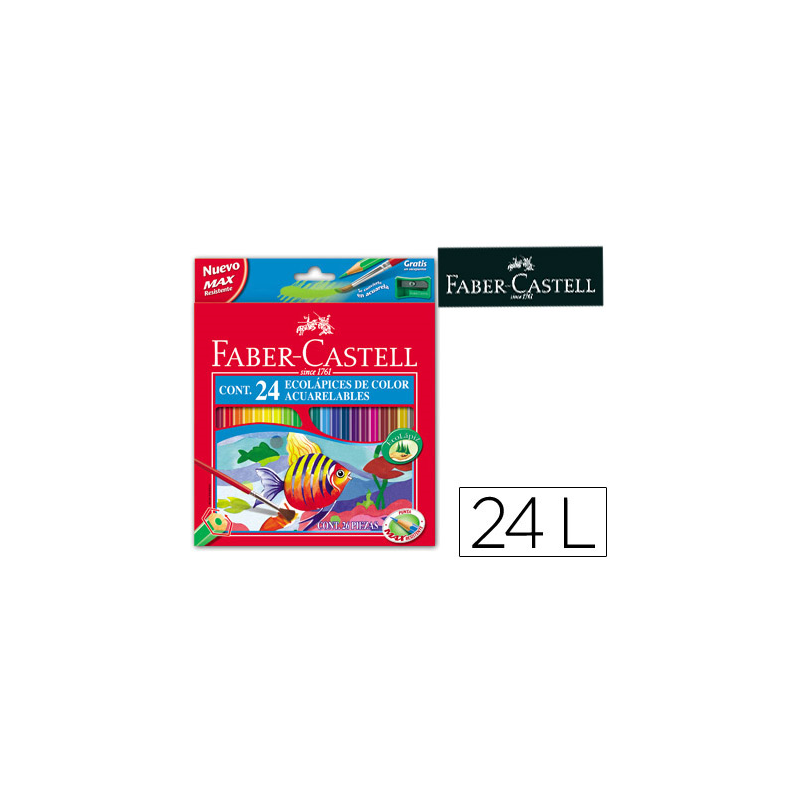 Lapices de colores faber castell acuarelables caja de 24 unidades colores surtidos