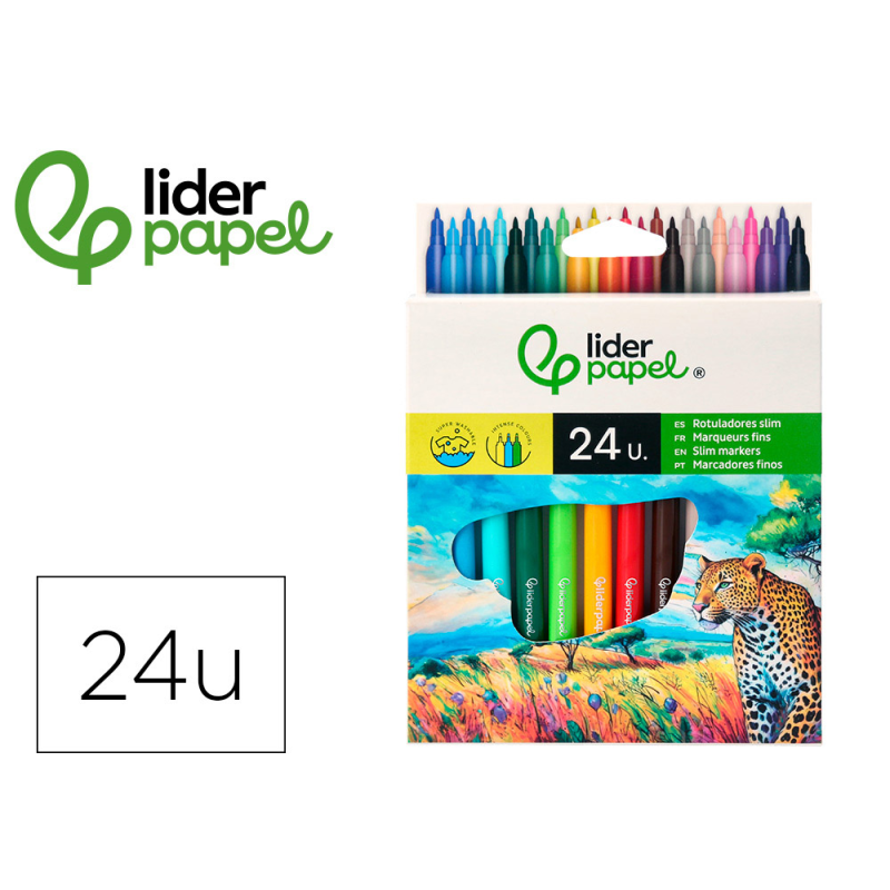 Rotulador liderpapel slim caja de 24 unidades colores surtidos