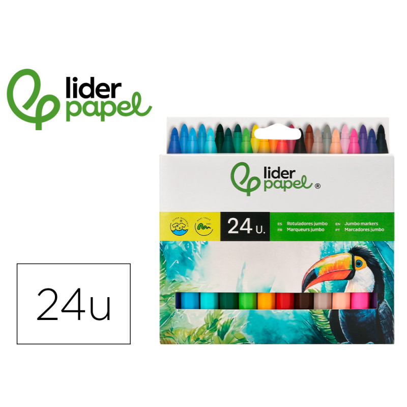 Rotulador liderpapel jumbo caja de 24 unidades colores surtidos