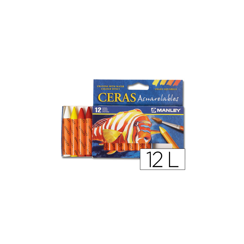 Lapices cera manley acuarelable caja de 12 unidades colores surtidos