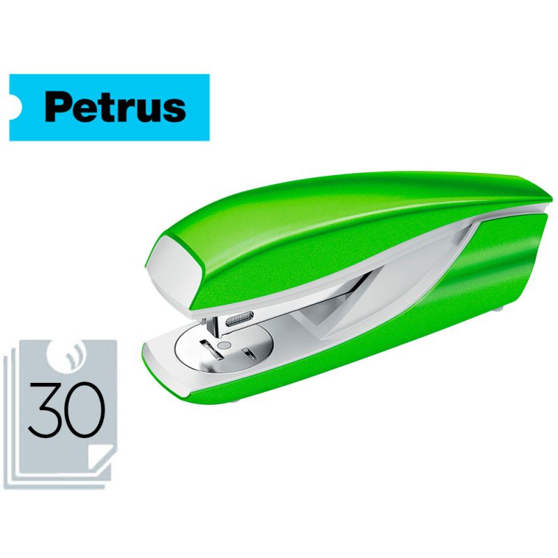 Grapadora petrus mod 635 wow verde metalizada capacidad 30 hojas
