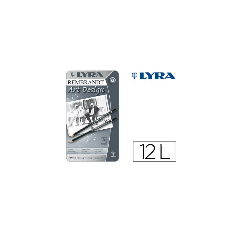 Lapices de grafito lyra rembrand art design caja de 12 graduaciones 6b-5b-4b-3b 2b-b-hb-f-h-2h-3h-4h
