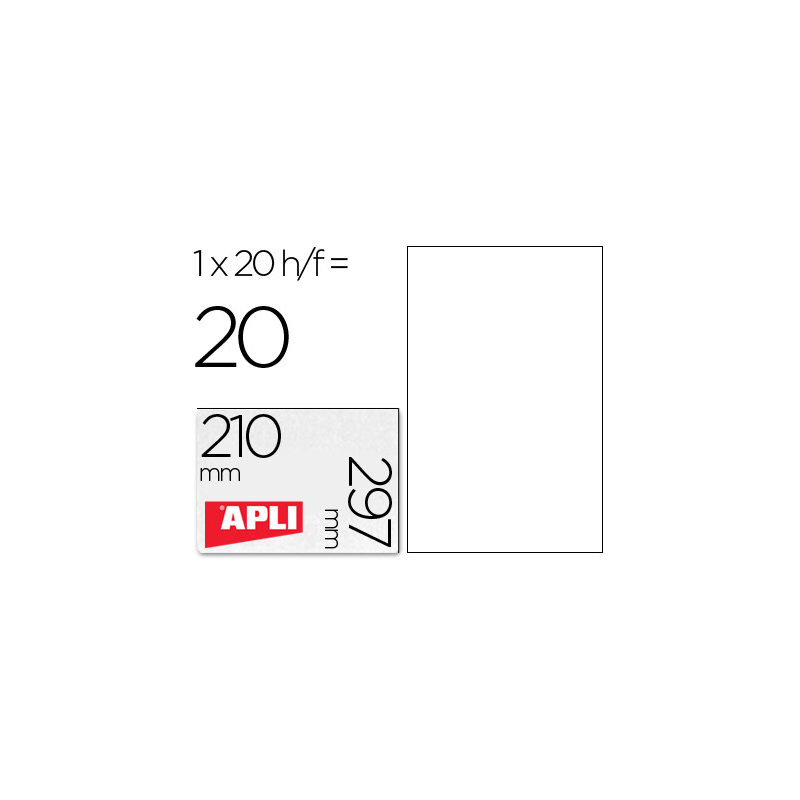 Etiqueta adhesiva apli translucidas 1225 210x297 mm fotocopiadora laser caja con 20 etiquetas