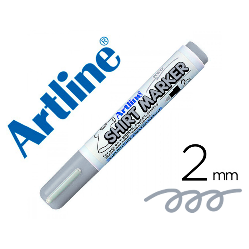 Rotulador artline camiseta ekt-2 gris punta redonda 2 mm para uso en camisetas
