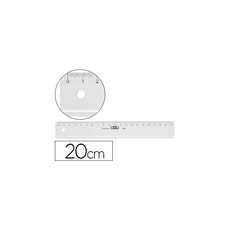 Regla m+r 20 cm plastico transparente