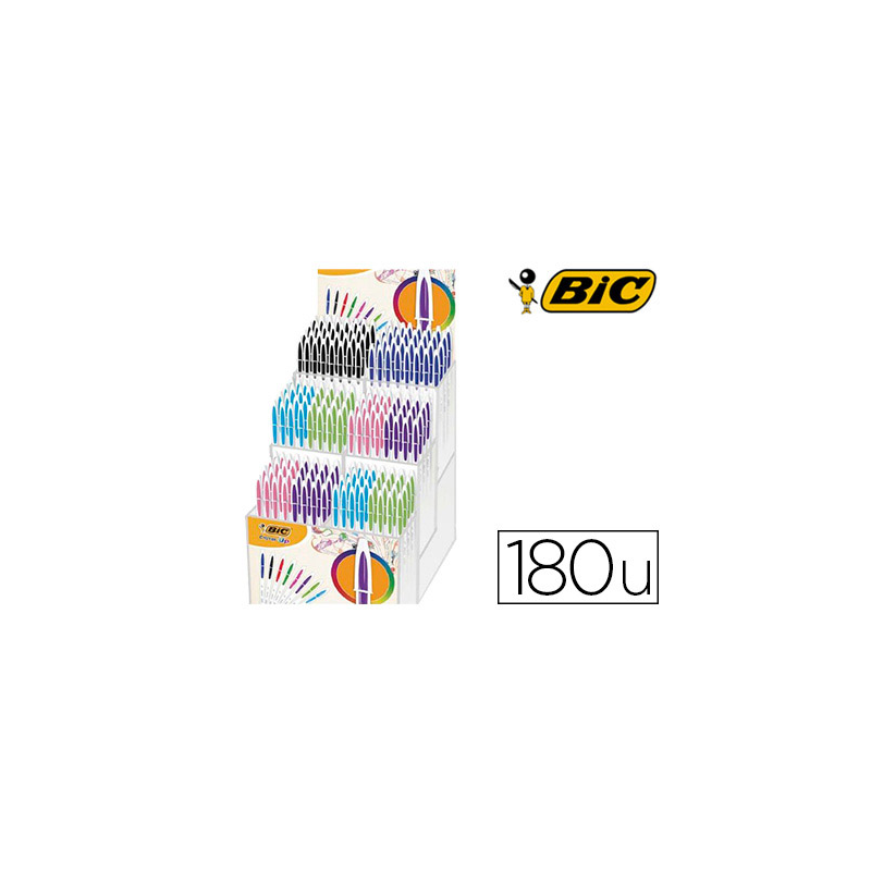 Boligrafo bic cristal up bicolor punta de 1,2 mm expositor de 180 unidades colores surtidos