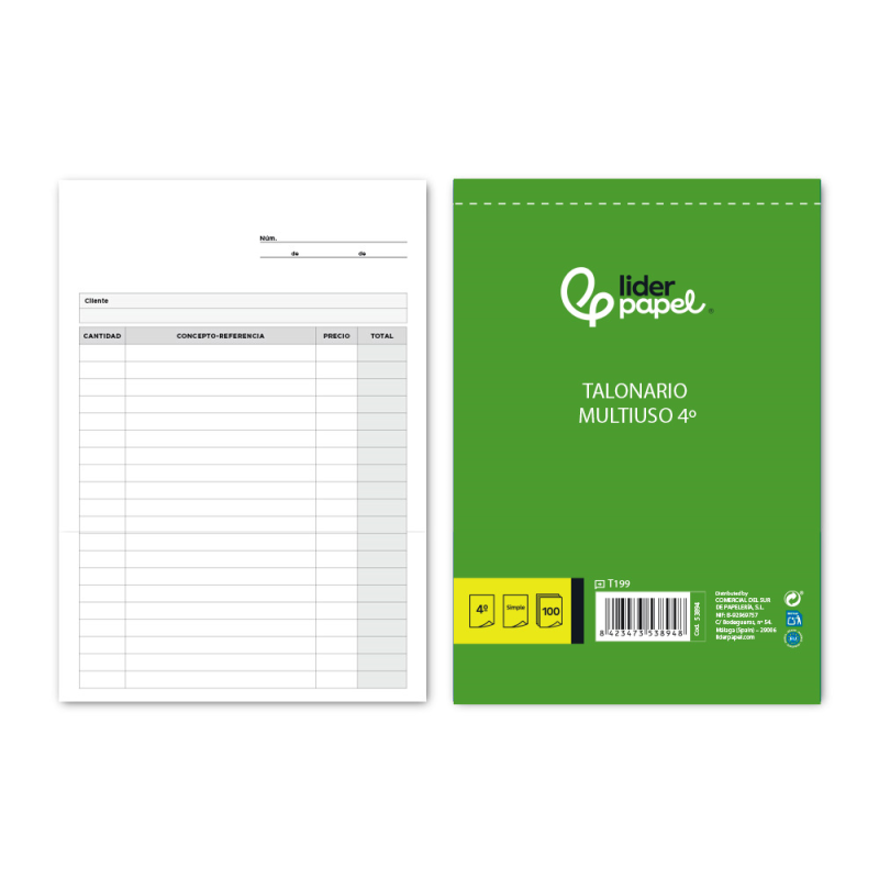 Talonario liderpapel multiusos cuarto original t199