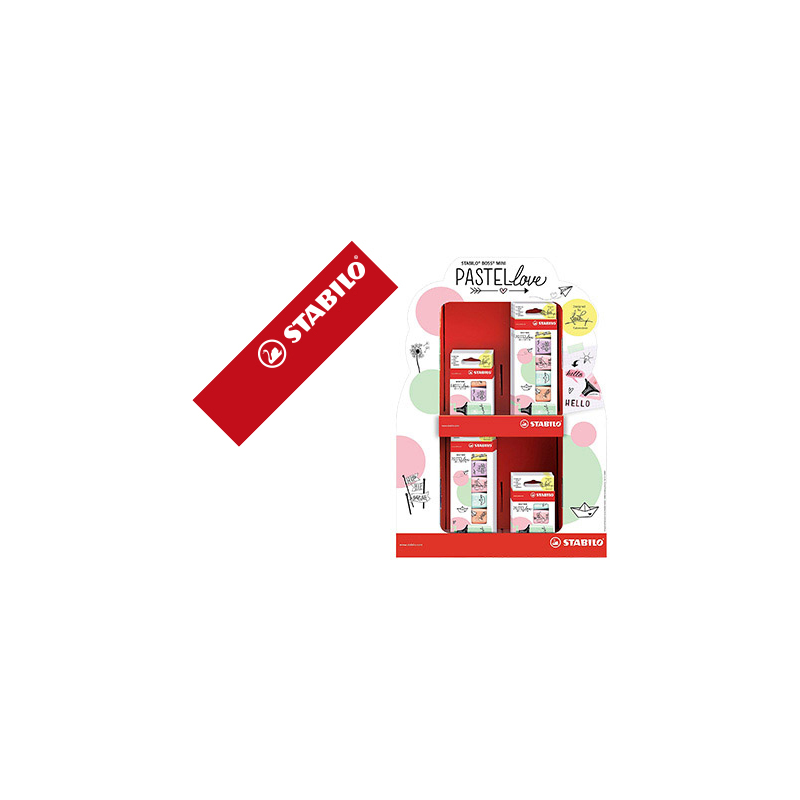 Rotulador stabilo boss mini pastel love expositor de 72 unidades colores surtidos