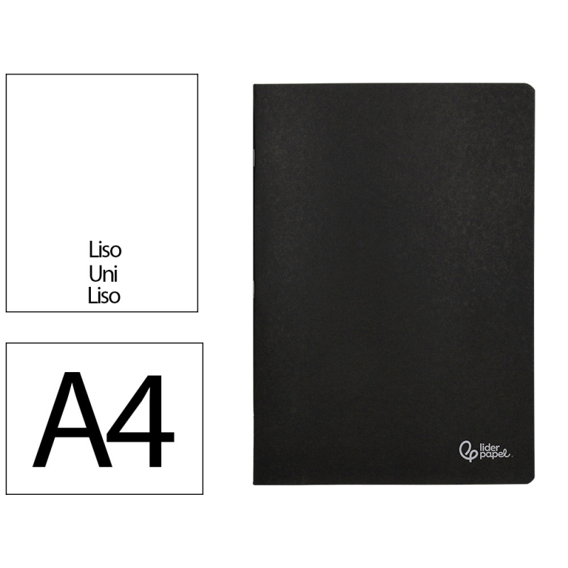 Libreta liderpapel tapa negra a4 80 hojas 60gr liso con doble margen