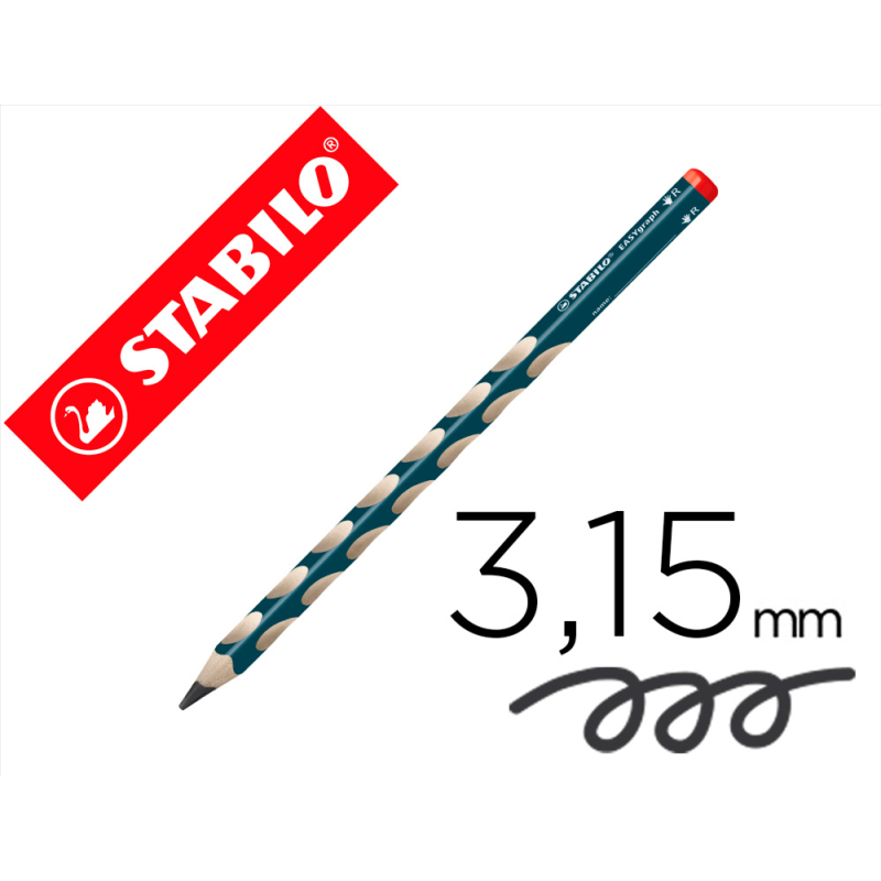 Lapices de grafito stabilo easygraph ergonomico para ambidiestros mina 3,15 mm hb