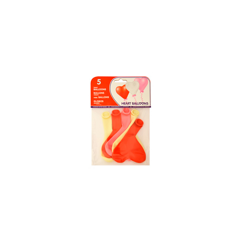 Globo 100% latex biodegradable con forma corazon bolsa de 5 unidades