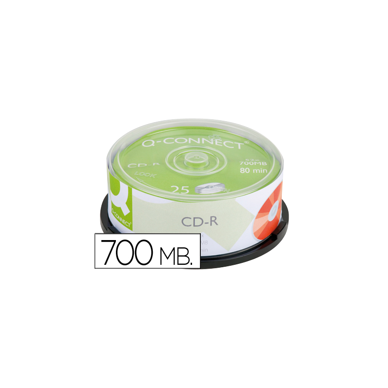 Cd-r q-connect capacidad 700mb duracion 80min velocidad 52x bote de 25 unidades