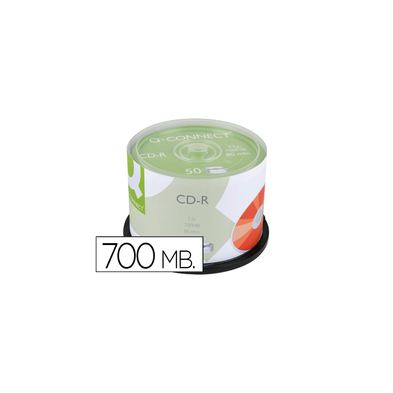 Cd-r q-connect capacidad 700mb duracion 80min velocidad 52x bote de 50 unidades