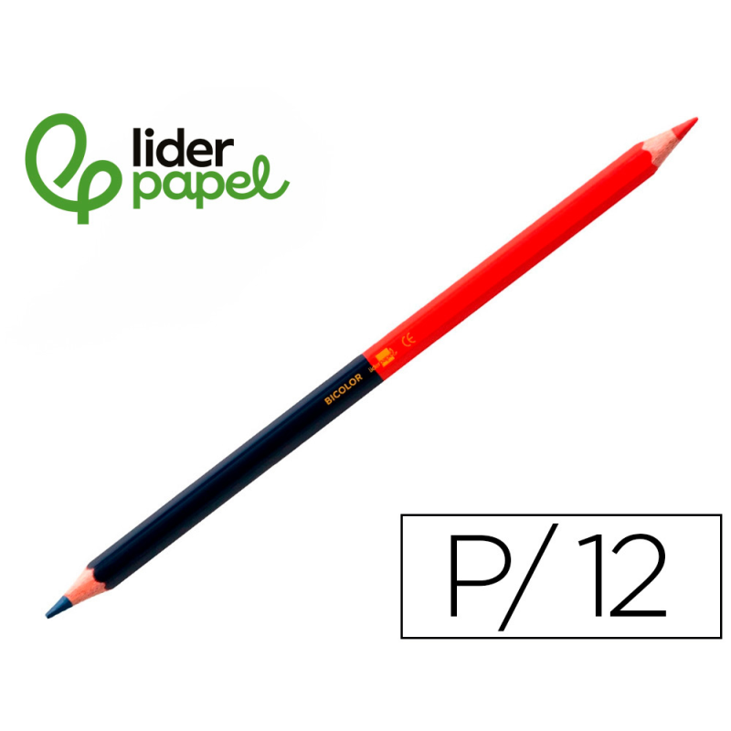 Lapices bicolor liderpapel fino rojo/azul