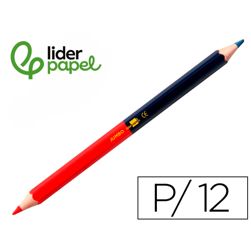 Lapices bicolor liderpapel jumbo rojo/azul